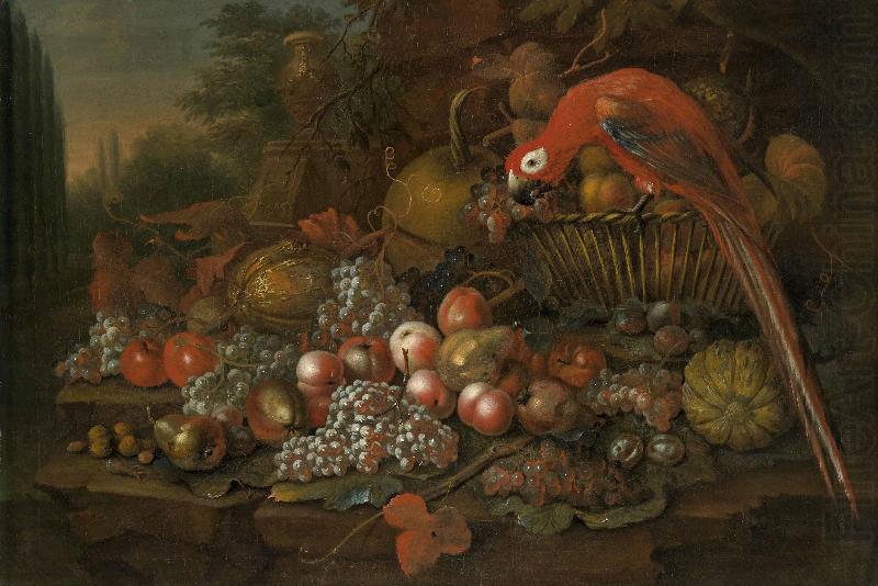 Still life with fruits and a parrot, Francis Sartorius